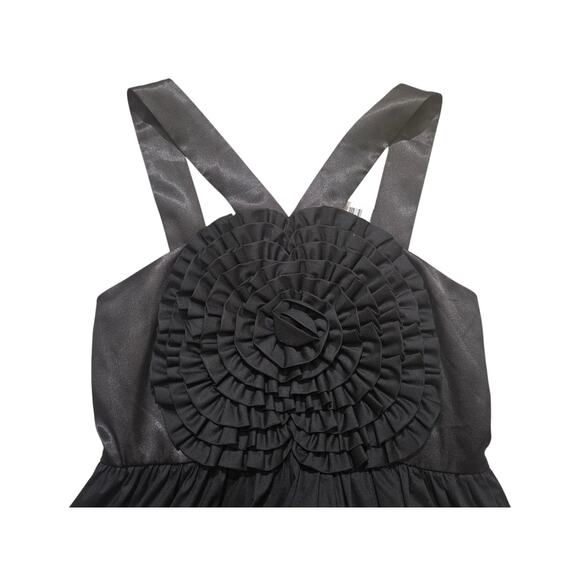 New Anthropologie burlapp swirled rosette black cocktail midi dress size 6 - Picture 3 of 12